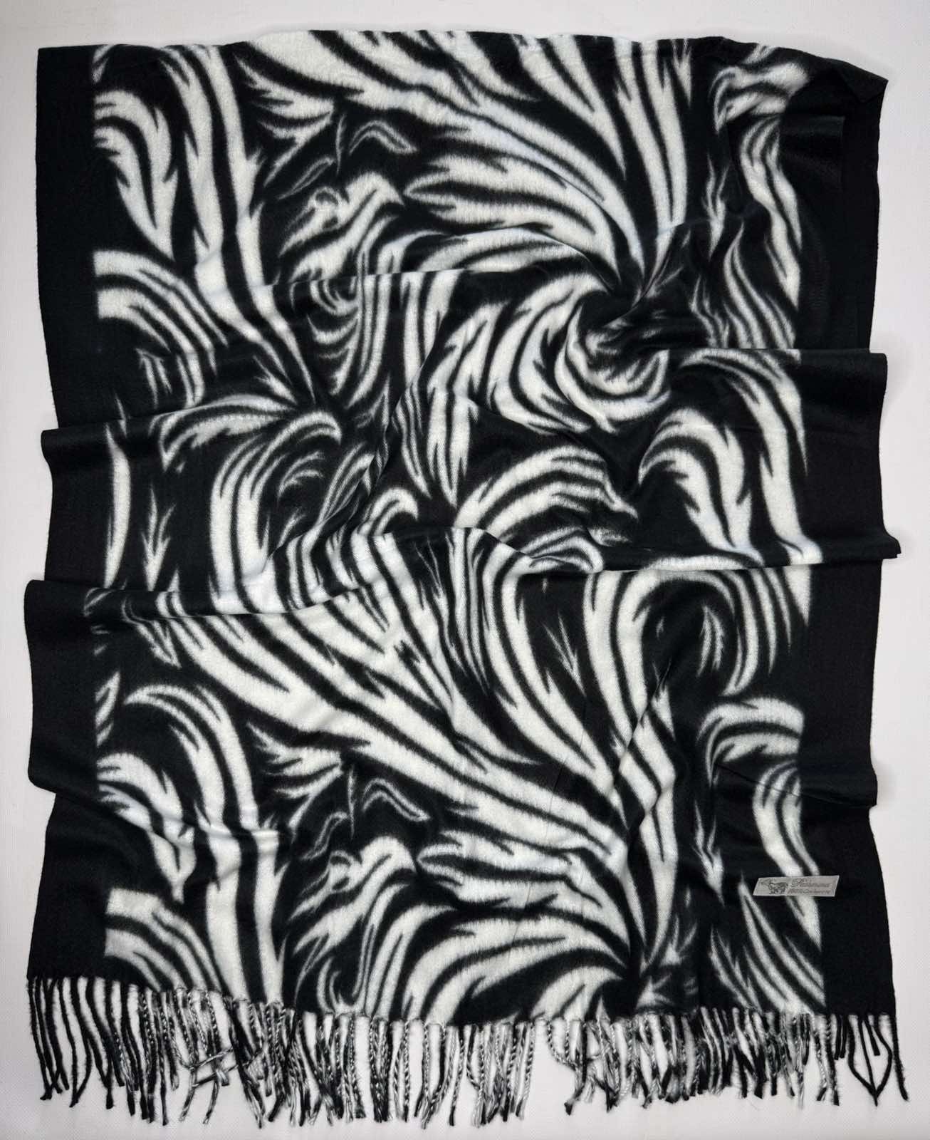 "Шарф теплий ""Кашемір завіток"" біло чорний 470-05"