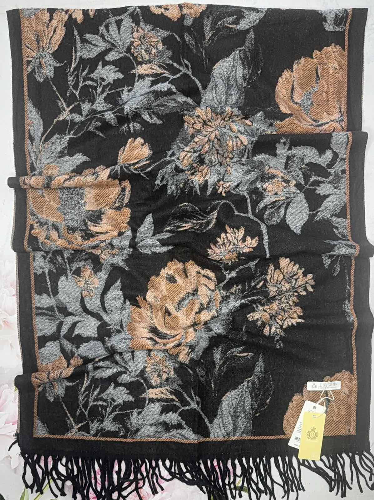 "Шарф теплий ""Зимовий гобелен"" чорний 471-04"